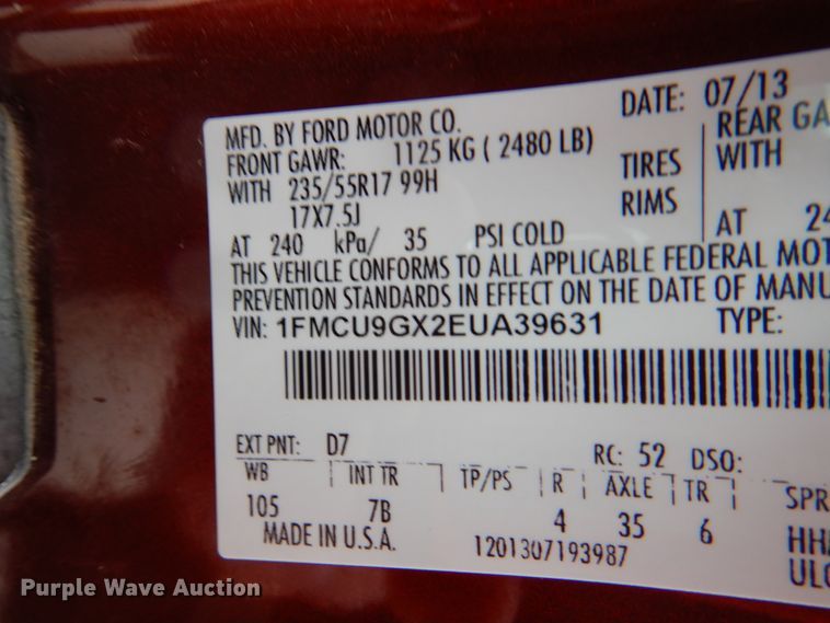 image for item II9816 2014 Ford Escape  SUV