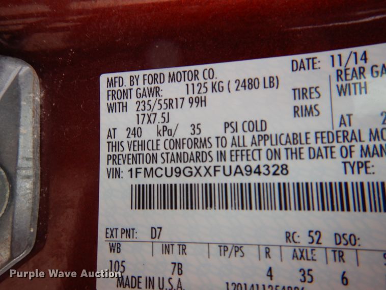 image for item II9817 2015 Ford Escape  SUV