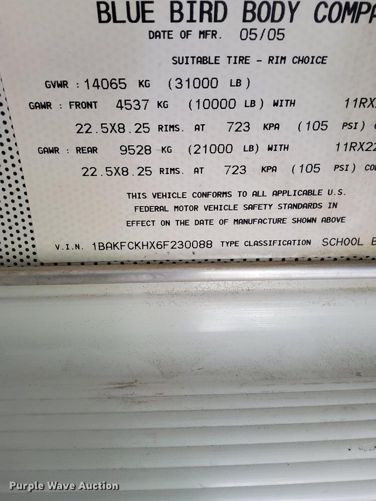 image for item II9862 2006 Blue Bird  Vision school bus