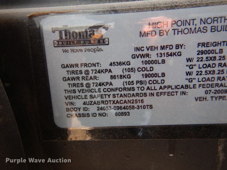 image for item II9863 2010 Freightliner Thomas Built  school bus