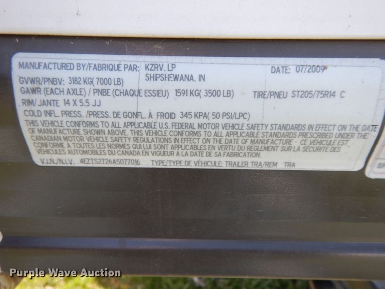 image for item IX9448 2010 KZ Sportsmen S272BH  camper