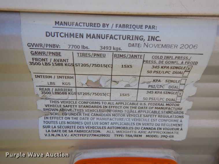 image for item IX9450 2007 Dutchmen Four Winds 29QGS  camper