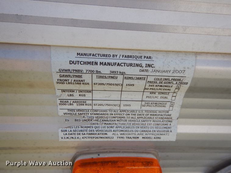 image for item IX9454 2007 Dutchmen Four Winds GS400  camper