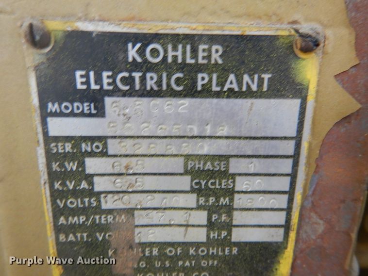image for item IY9584 Kohler 65C62  generator