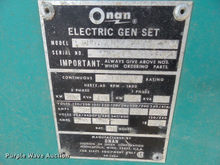 image for item DA7090 Onan  generator