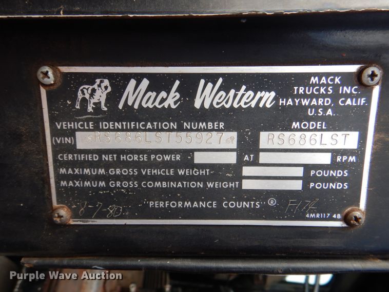 image for item DJ0393 1980 Mack RS600L  dump truck