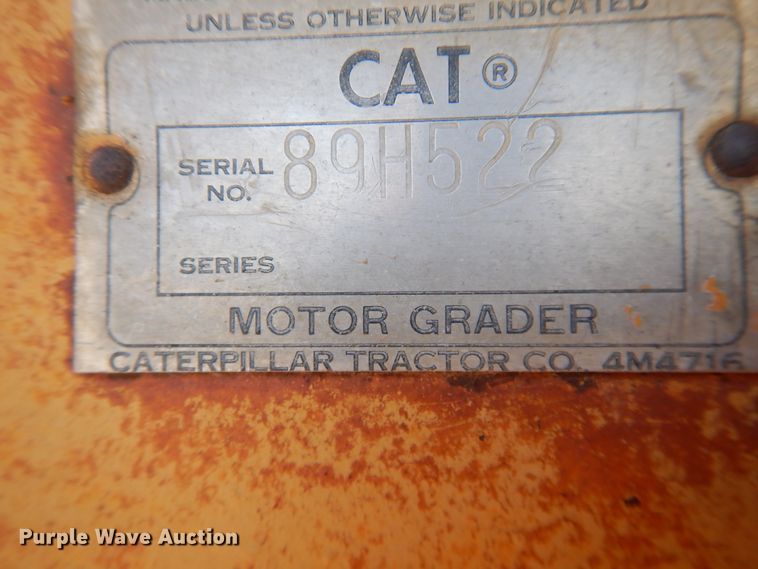 image for item DJ1185 1969 Caterpillar 12F  rigid frame motor grader