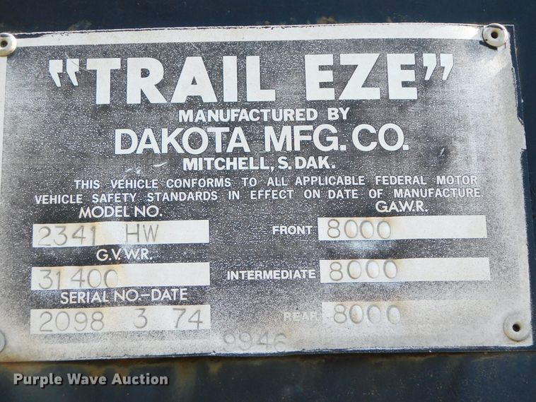 image for item DJ5991 1974 Dakota Trail-eze 2341HW tilt deck equipment trailer