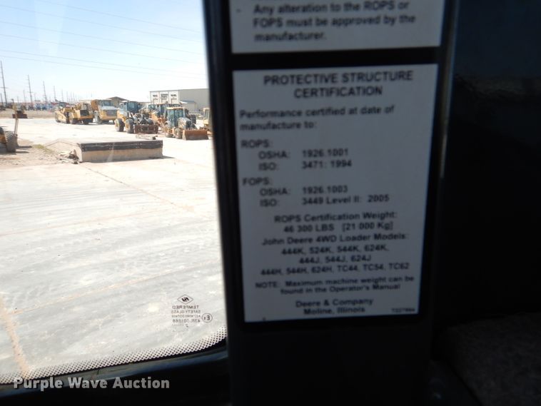 image for item DJ8841 2013 John Deere 624K  wheel loader