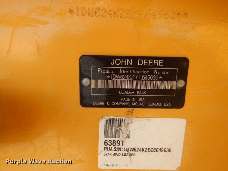 image for item DJ8841 2013 John Deere 624K  wheel loader