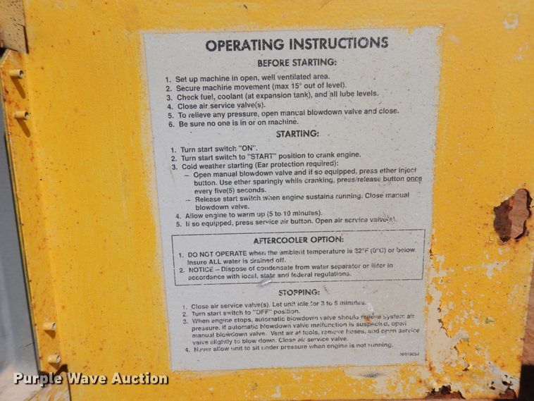 image for item DM2875 2000 Ingersoll Rand P185WJD  air compressor