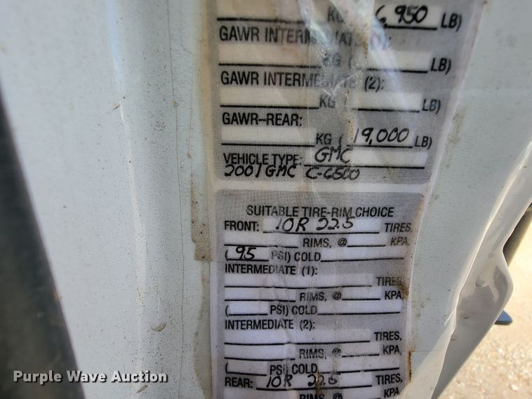 image for item FL9177 2001 GMC C7500  forestry bucket truck