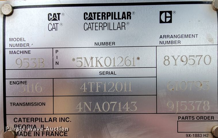 image for item FL9215 1994 Caterpillar 953B  track loader