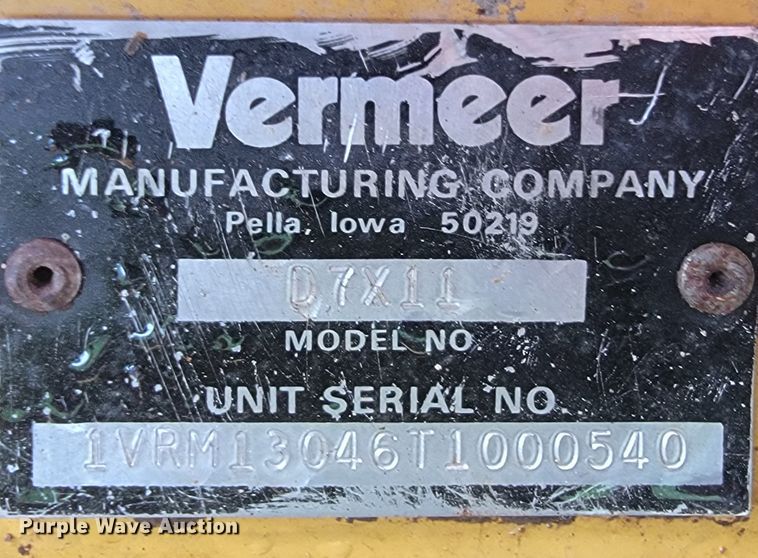 image for item FL9221 1996 Vermeer D7X11 Navigator  directional boring unit