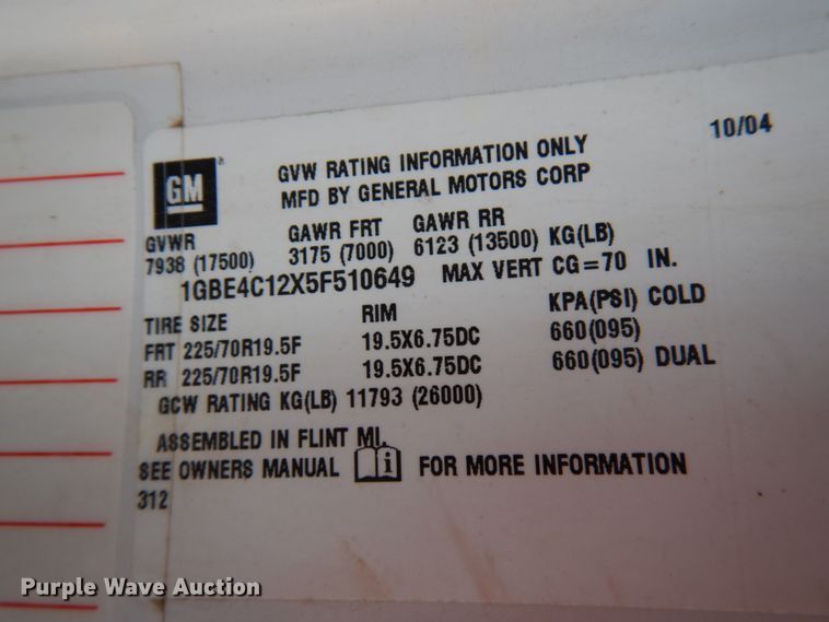 image for item HR9068 2005 Chevrolet C4500  utility / service truck