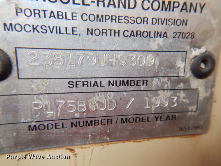 image for item HR9071 1993 Ingersoll Rand P175  air compressor
