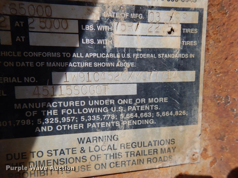 image for item HR9079 1999 Wilkens 45115SCG0T walking floor trailer