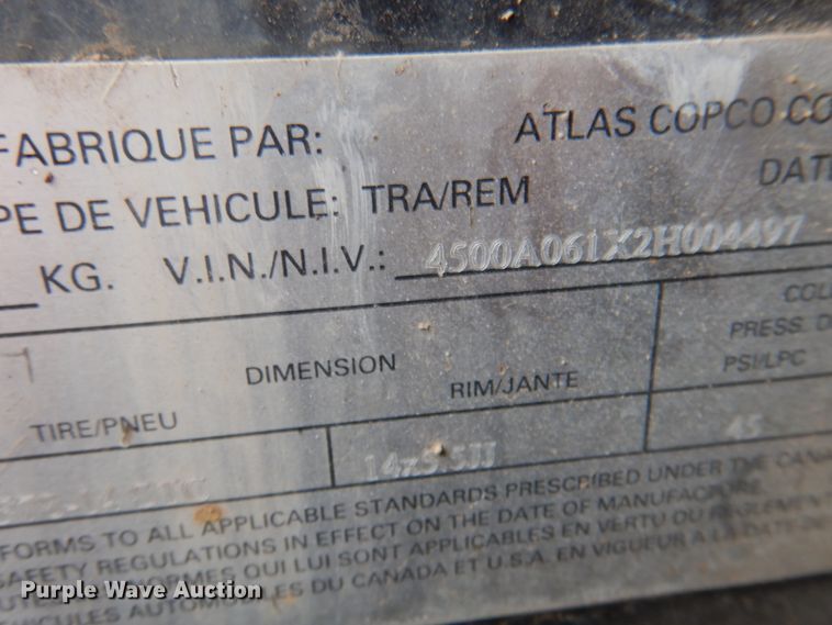 image for item II9929 2002 Atlas Copco XAS96  air compressor