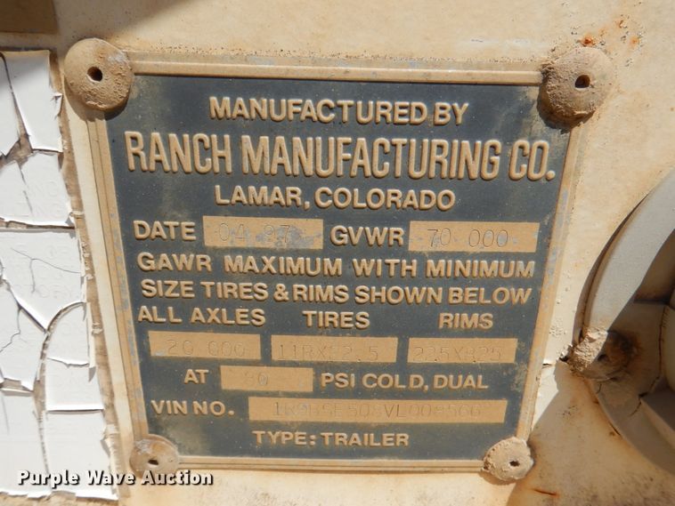 image for item DJ0410 1997 Ranch Manufacturing Co  bottom dump trailer