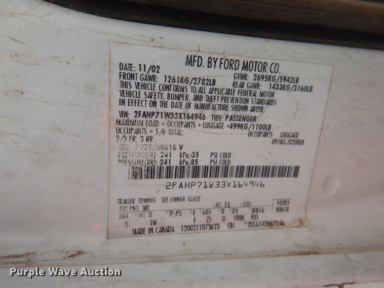 image for item DJ4792 2003 Ford Crown Victoria Police Interceptor