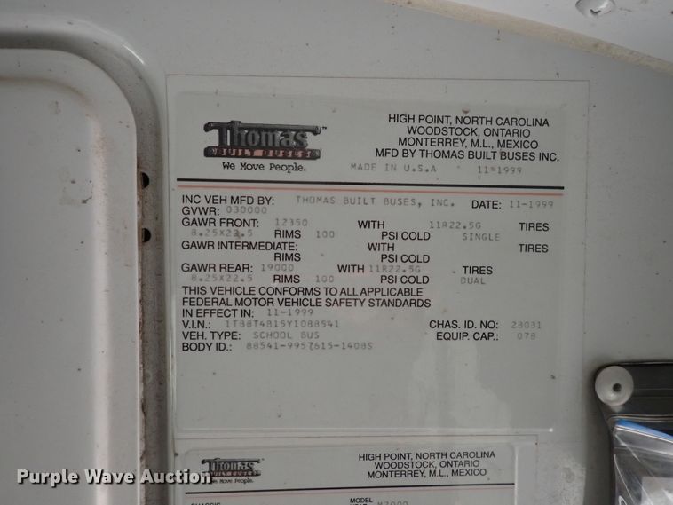 image for item DK4681 2000 Thomas  school bus