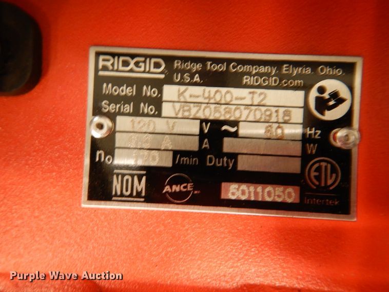 image for item DL8743 Ridgid K400-T2 sewer machine