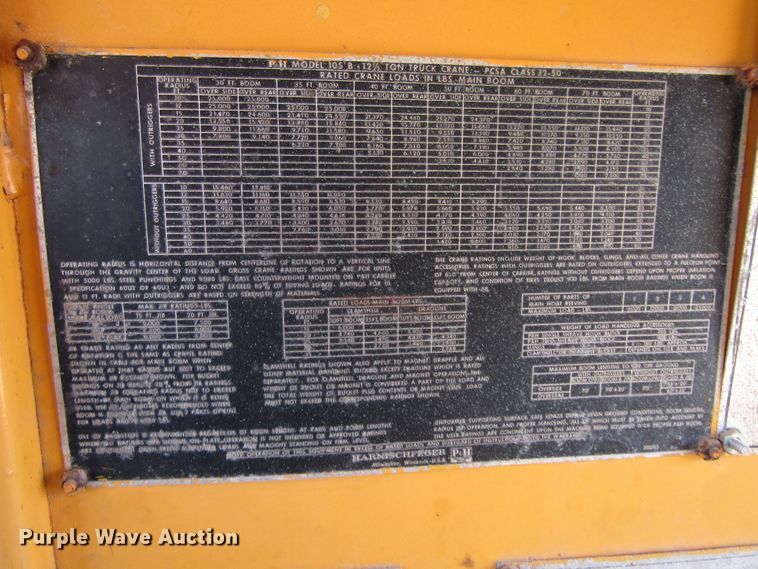 image for item GC9906 1961 P & H TC105  truck crane