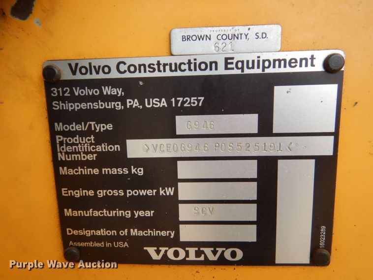 image for item HE9599 2011 Volvo G946  motor grader