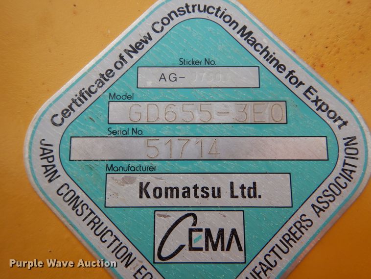 image for item HE9600 2008 Komatsu GD655-3E0  motor grader