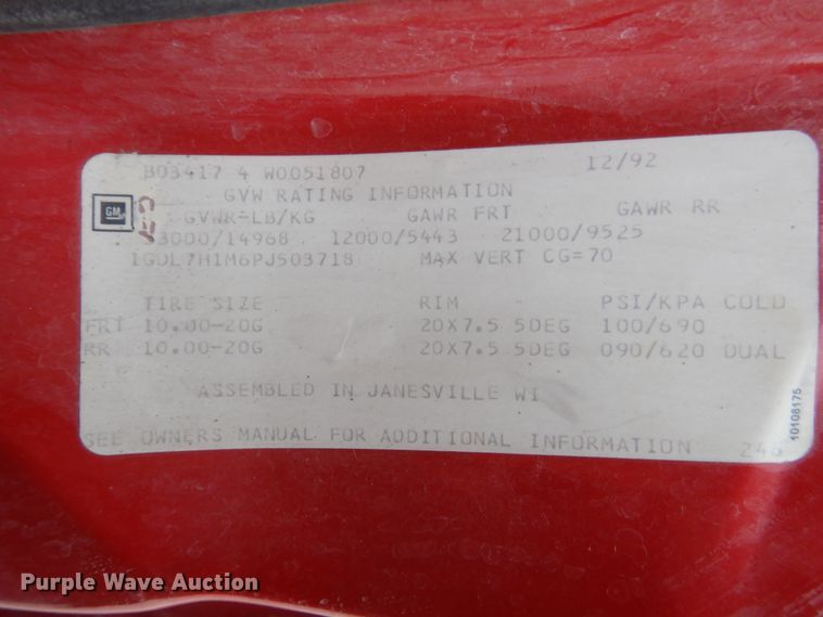 image for item HE9619 1993 GMC TopKick C5500  pumper fire truck