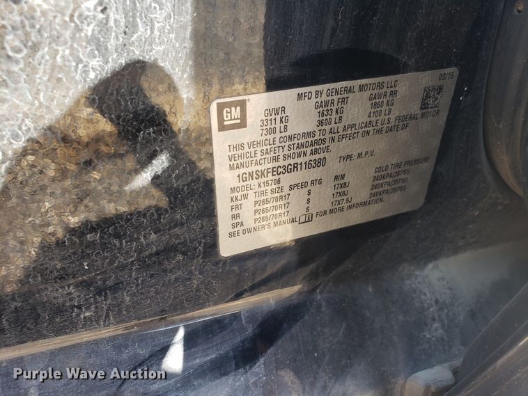 image for item HO9366 2016 Chevrolet Tahoe  SUV