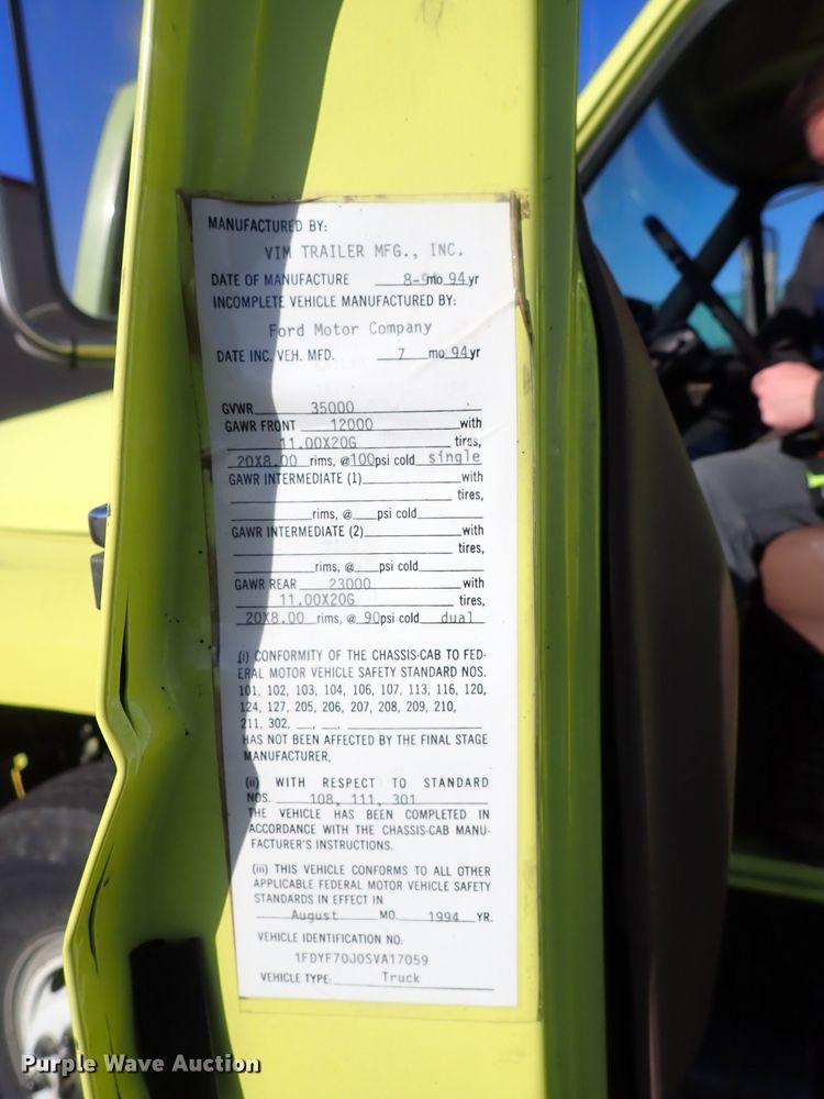 image for item IF9007 1995 Ford F750  dump truck