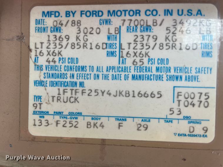 image for item II9370 1988 Ford F250  pickup truck