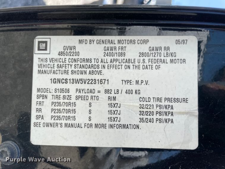 image for item II9371 1997 Chevrolet Blazer  SUV