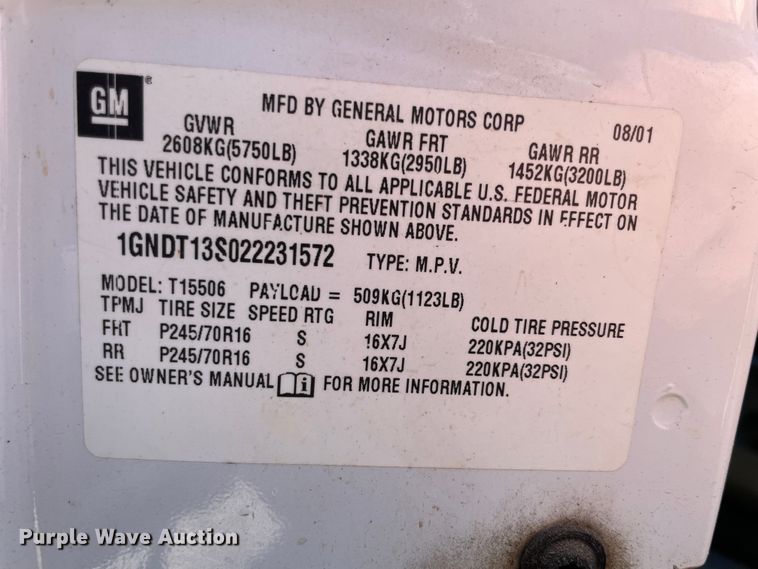 image for item II9372 2002 Chevrolet Trail Blazer  SUV