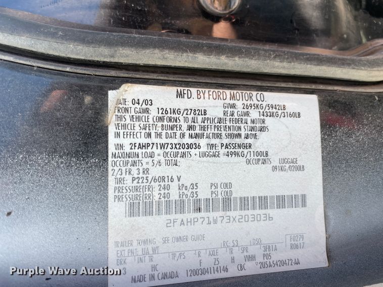 image for item II9374 2003 Ford Crown Victoria Police Interceptor