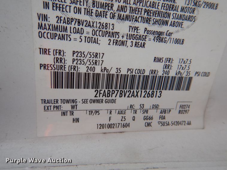 image for item II9941 2010 Ford Crown Victoria Police Interceptor