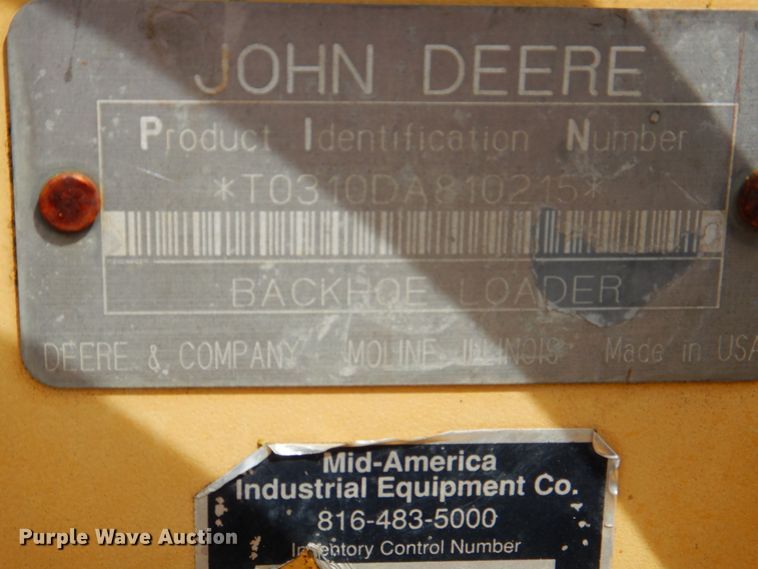 image for item II9972 1995 John Deere 310D  tractor loader backhoe