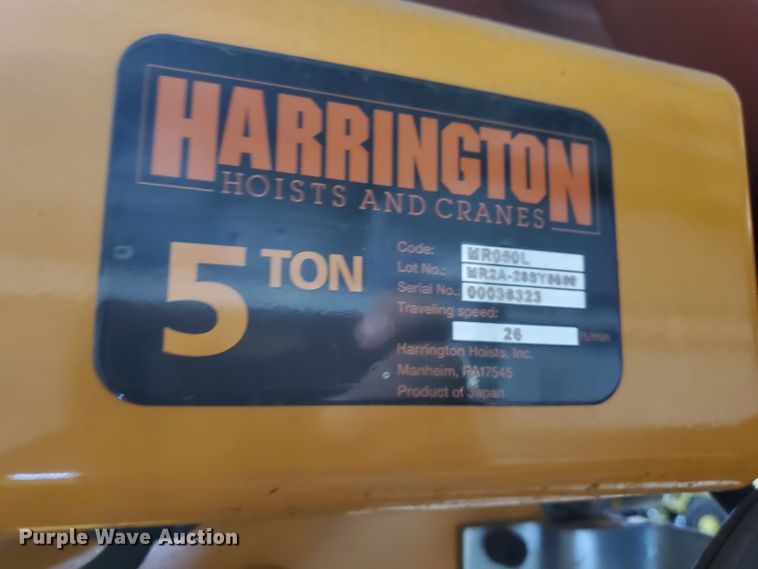 image for item IL9071 2012 Wallace Cranes 5T19-20AC A-frame hoist