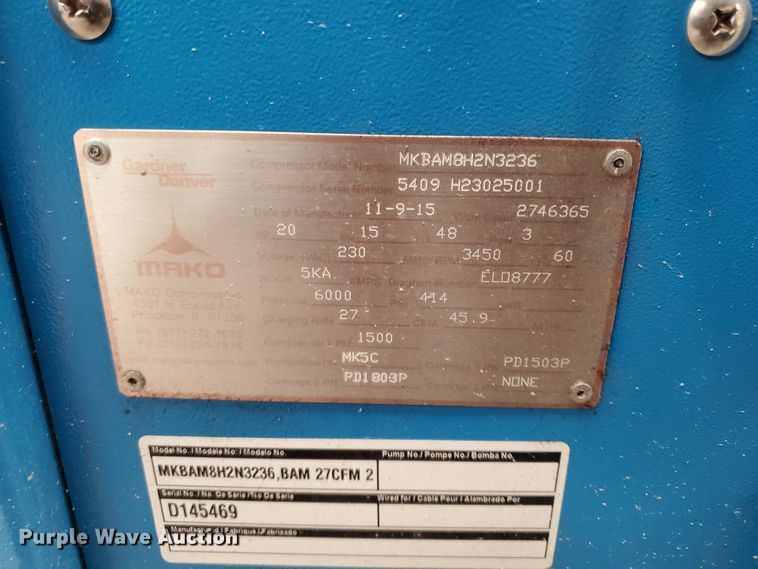 image for item IX9084 2015 Mako BAMOH8  air compressor