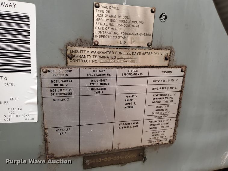 image for item IX9115 1974 Giddings & Lewis Bickford Chipmaster radial drill