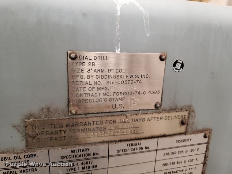 image for item IX9115 1974 Giddings & Lewis Bickford Chipmaster radial drill