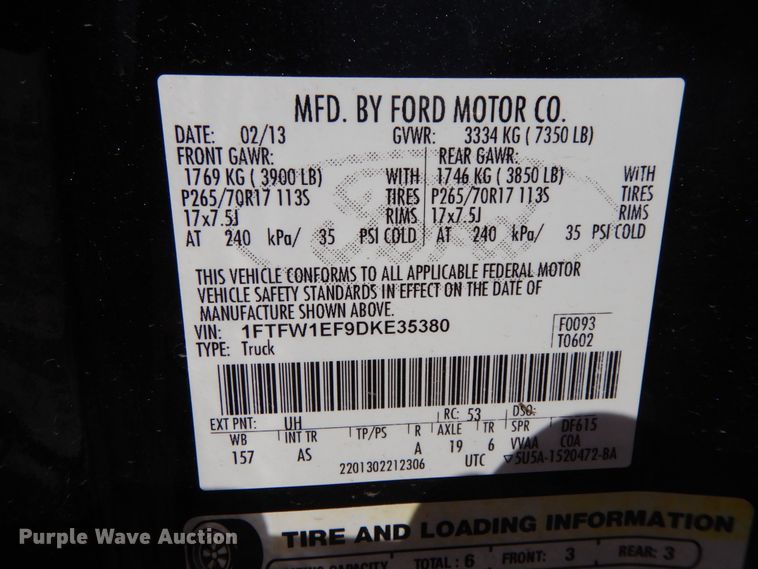 image for item IX9478 2013 Ford F150  SuperCrew pickup truck