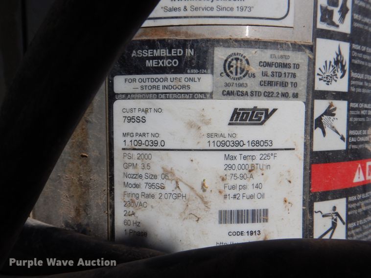 image for item IY9453 Hotsy 795SS pressure washer