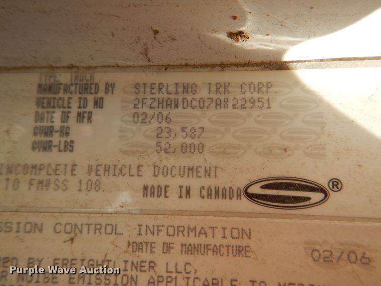 image for item IY9468 2007 Sterling L-Line  dump truck