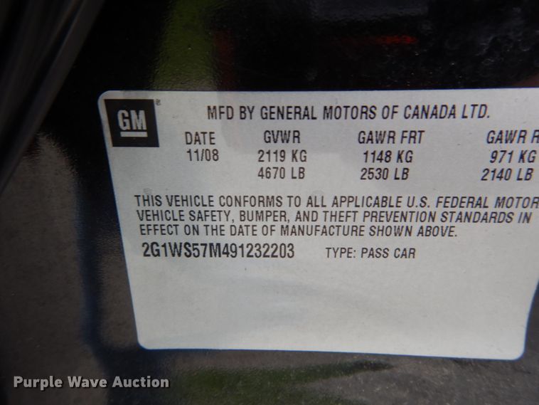 image for item IY9577 2009 Chevrolet Impala Police Cruiser