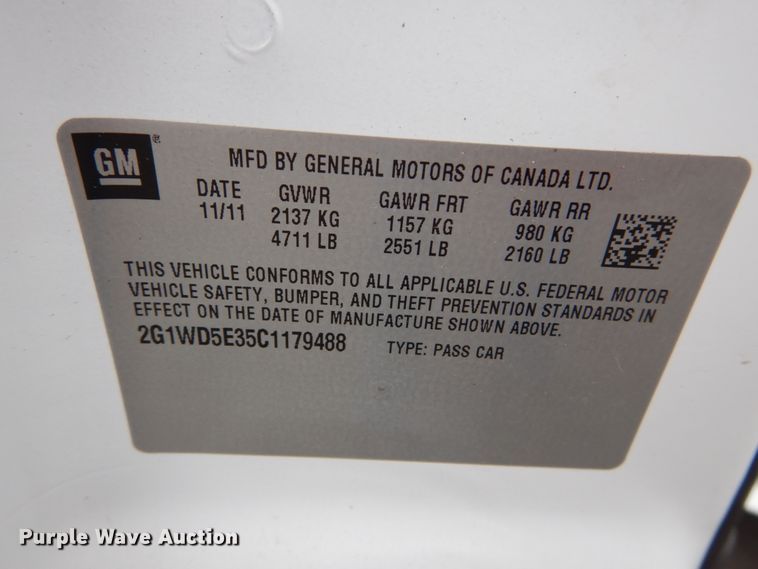 image for item IY9578 2012 Chevrolet Impala Police