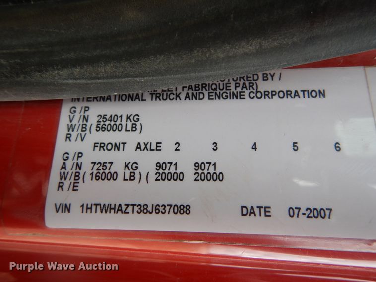 image for item IY9580 2008 International WorkStar 7400  dump truck