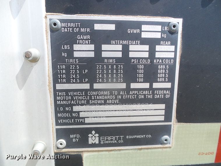 image for item DI5558 2012 Merritt 42'0x96x068BX2C-X2AXH  grain trailer