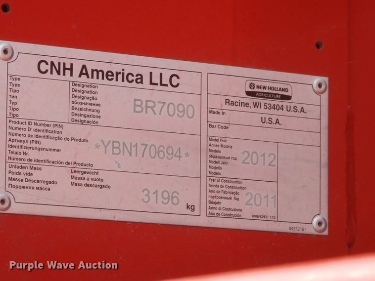 image for item DI6530 2012 New Holland BR7090  round baler